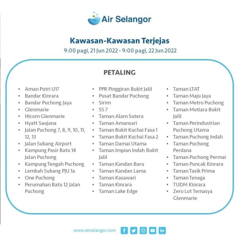 Notis Air Selangor 15jun2022 Suara Merdeka