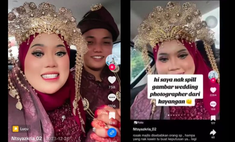 Demi content di TikTok, pengantin 20-an fitnah photographer & minta refund RM650